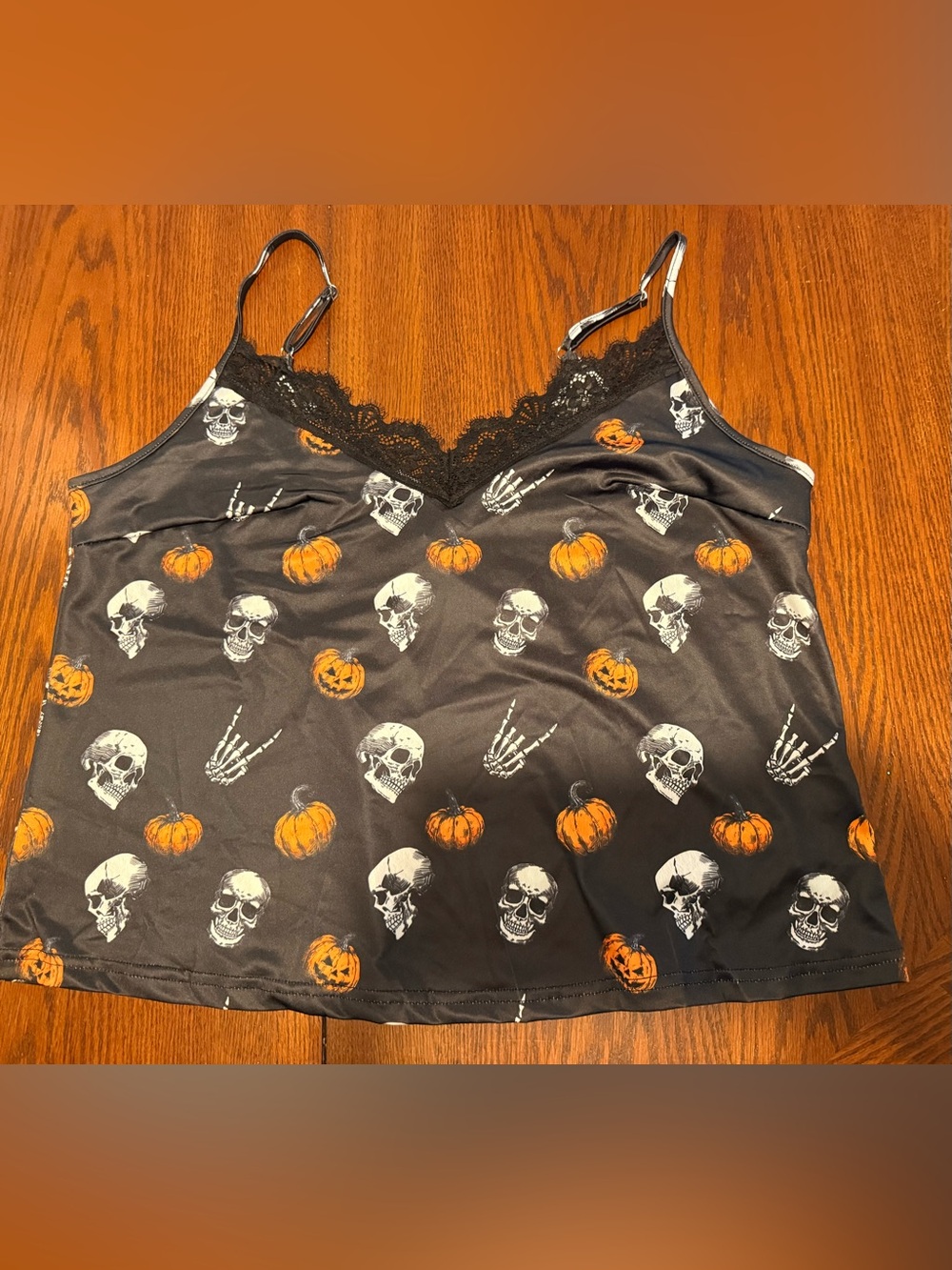NWOT Women’s Plus SHEIN 0X Halloween Lace Tank Top Cami Pumpkin XL